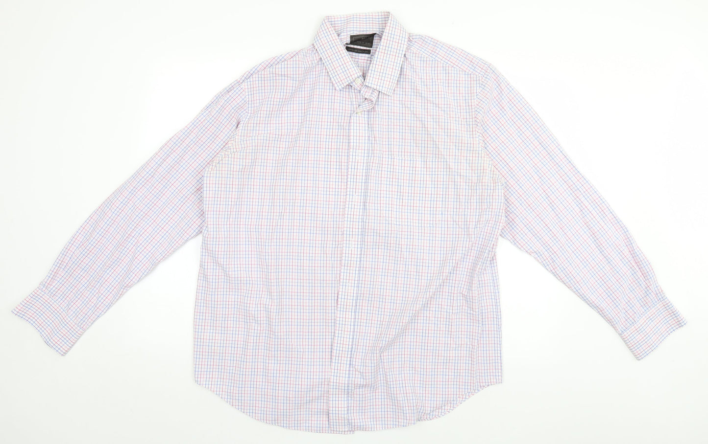 Mens UK Size 44 Marks and Spencer Blue  Button-Up Long Sleeve Casual Shirt