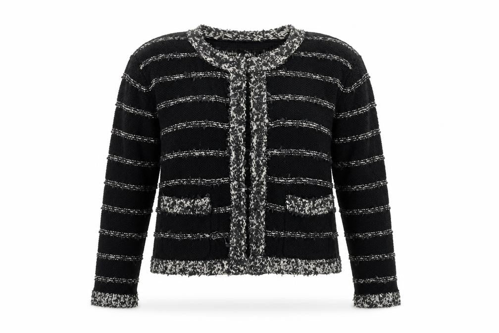 Sweewë Paris Womens Black Striped Cardigan Jumper Size M