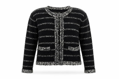 Sweewë Paris Womens Black Striped Cardigan Jumper Size M