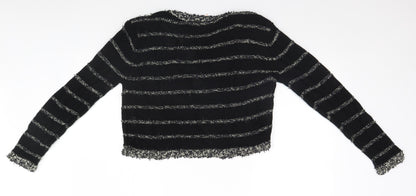 Sweewe Paris Womens Black Striped  Cardigan Jumper Size M