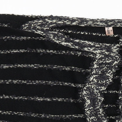 Sweewe Paris Womens Black Striped  Cardigan Jumper Size M