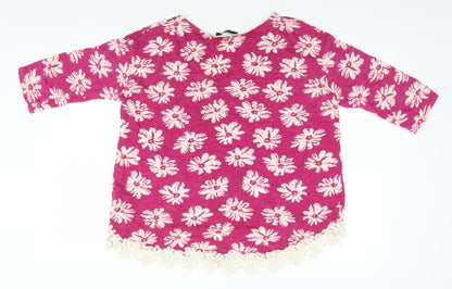 George Womens Pink Floral  Pullover Jumper Size 12
