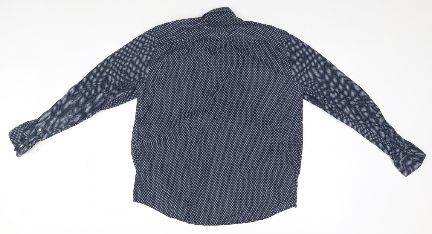 F&F Mens Blue Geometric   Button-Up Size M