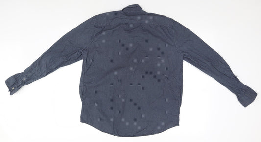 F&F Mens Blue Geometric   Button-Up Size M