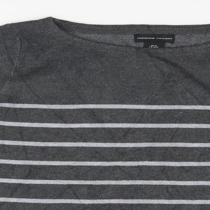 Adrienne Vittadini Mens Grey Striped  Pullover Jumper Size M