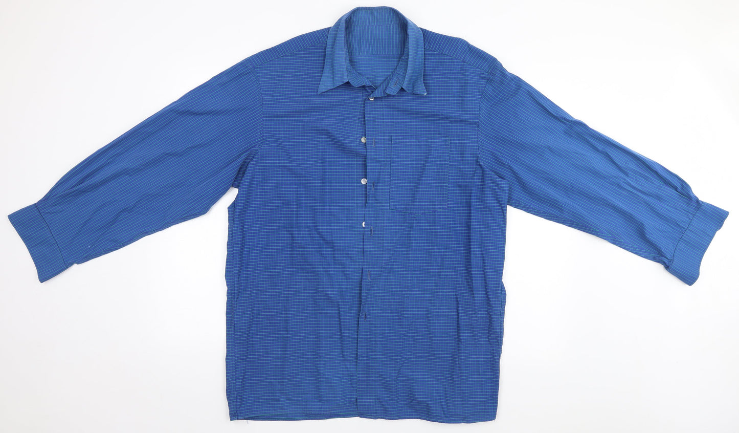 Mens UK Size  Preworn Blue  Button-Up Long Sleeve Casual Shirt