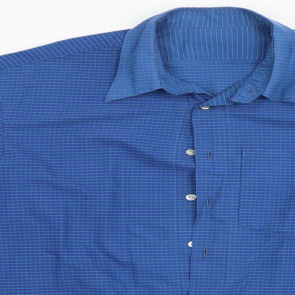 Mens UK Size  Preworn Blue  Button-Up Long Sleeve Casual Shirt