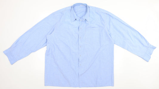 Mens UK Size  Preworn Blue  Button-Up Long Sleeve Casual Shirt