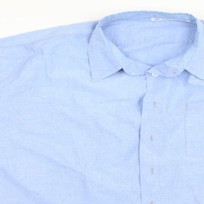 Mens UK Size  Preworn Blue  Button-Up Long Sleeve Casual Shirt