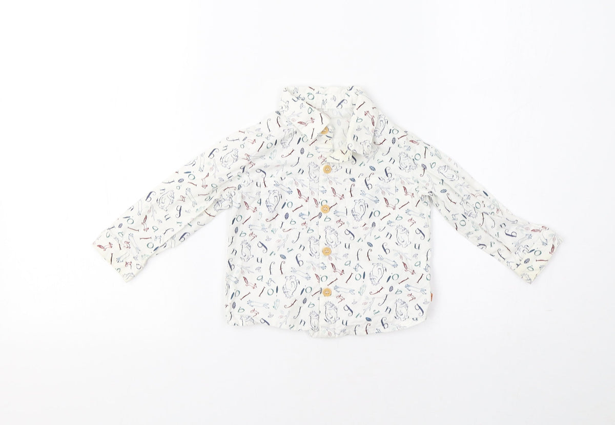 TU Baby White Geometric  Basic Button-Up Size 3-6 Months  - Gruffalo