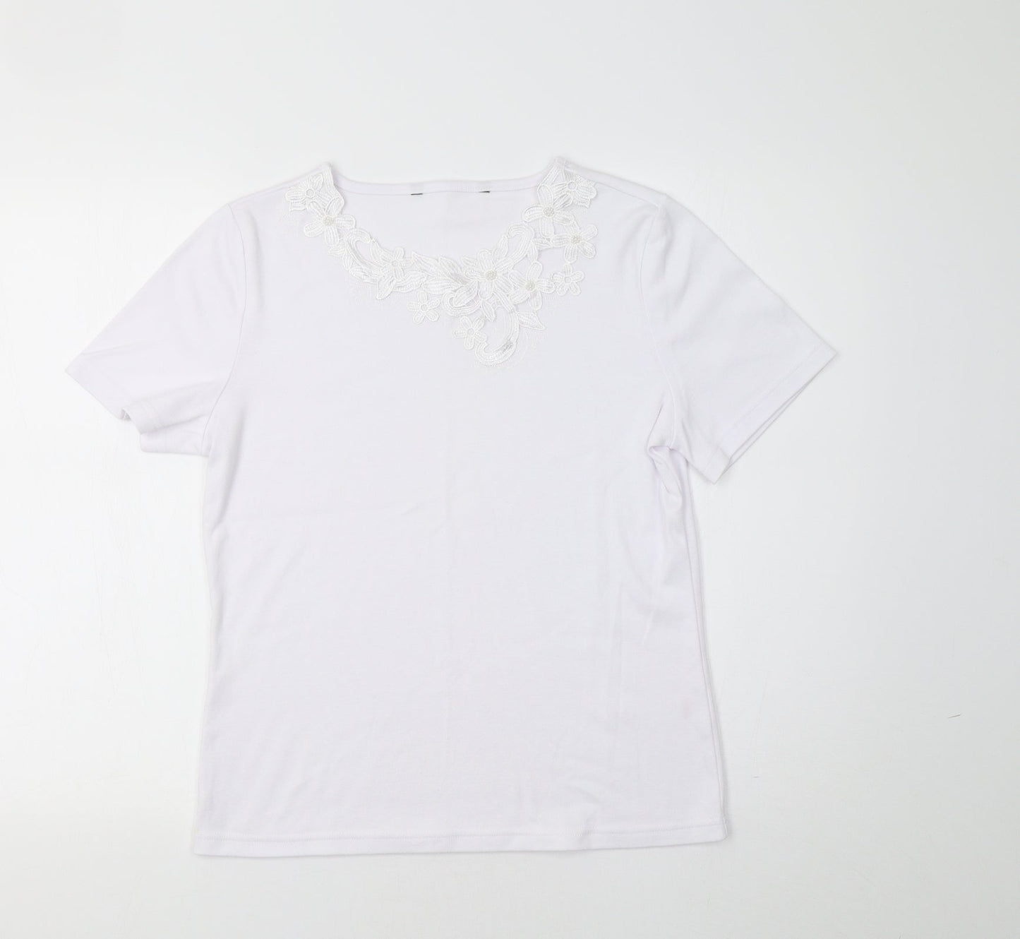 Womens UK Size S Preworn White Basic T-Shirt