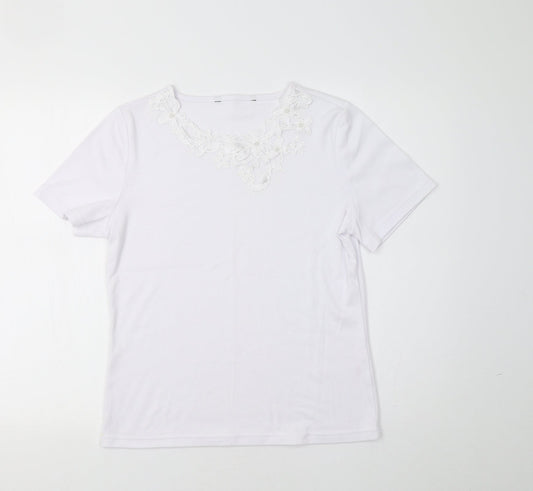 Womens UK Size S Preworn White Basic T-Shirt