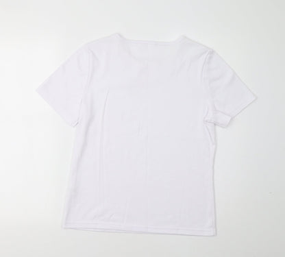Womens UK Size S Preworn White Basic T-Shirt