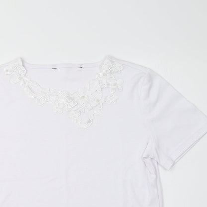 Womens UK Size S Preworn White Basic T-Shirt