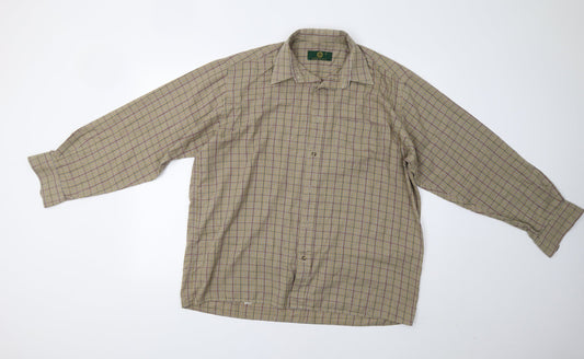 Mens UK Size L Greenwoods Beige  Button-Up Long Sleeve Casual Shirt