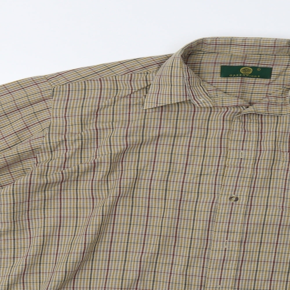 Mens UK Size L Greenwoods Beige  Button-Up Long Sleeve Casual Shirt