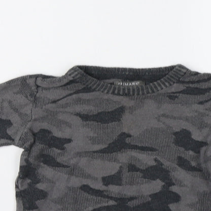 Primark Baby Grey Camouflage  Pullover Jumper Size 18-24 Months