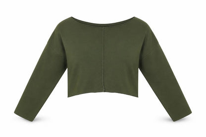 PRETTYLITTLETHING Womens Green   Pullover Sweatshirt Size 6  - Cropped