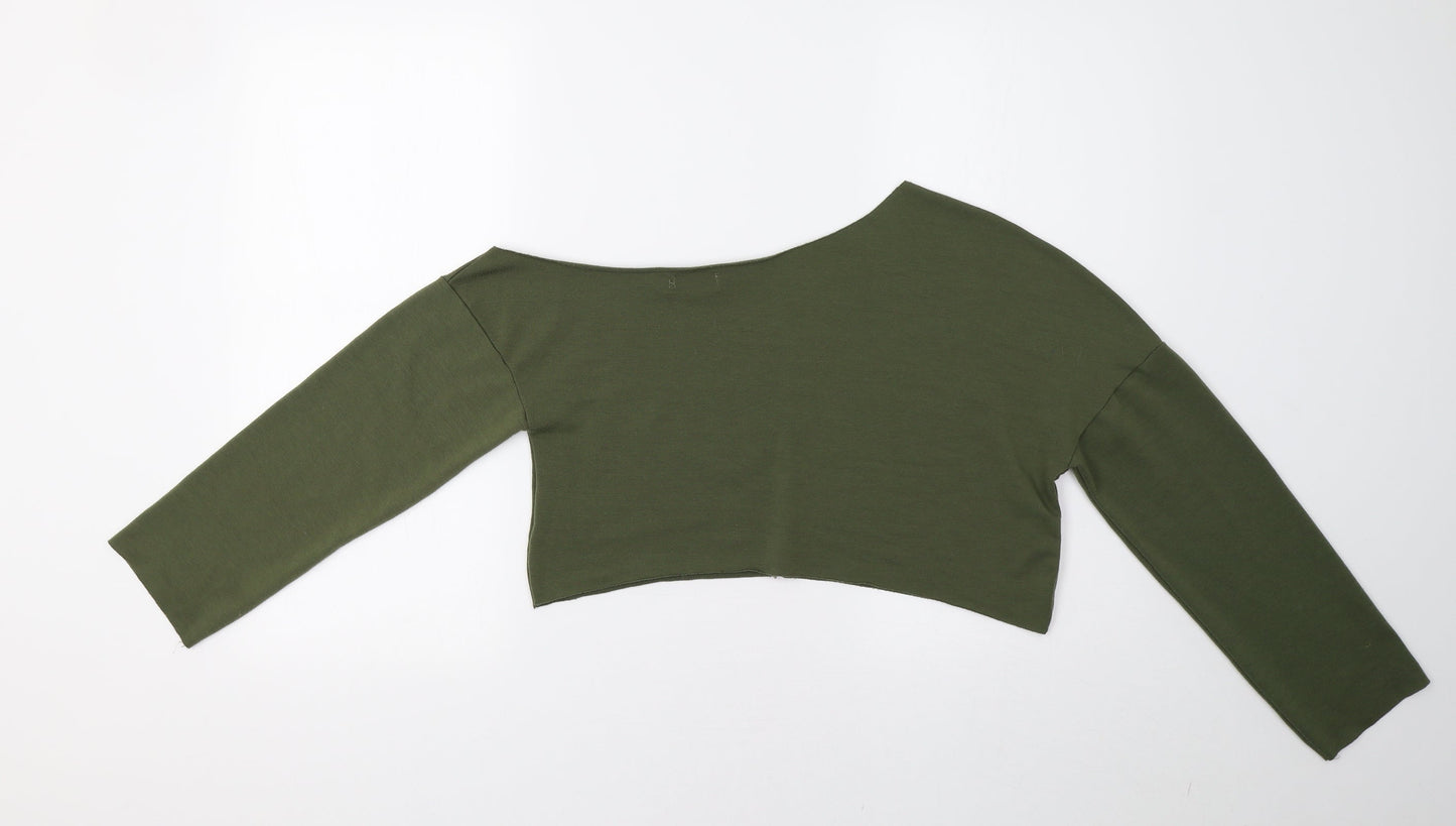 PRETTYLITTLETHING Womens Green   Pullover Sweatshirt Size 6  - Cropped