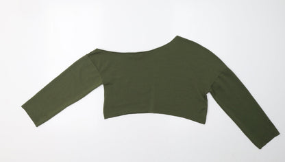 PRETTYLITTLETHING Womens Green   Pullover Sweatshirt Size 6  - Cropped