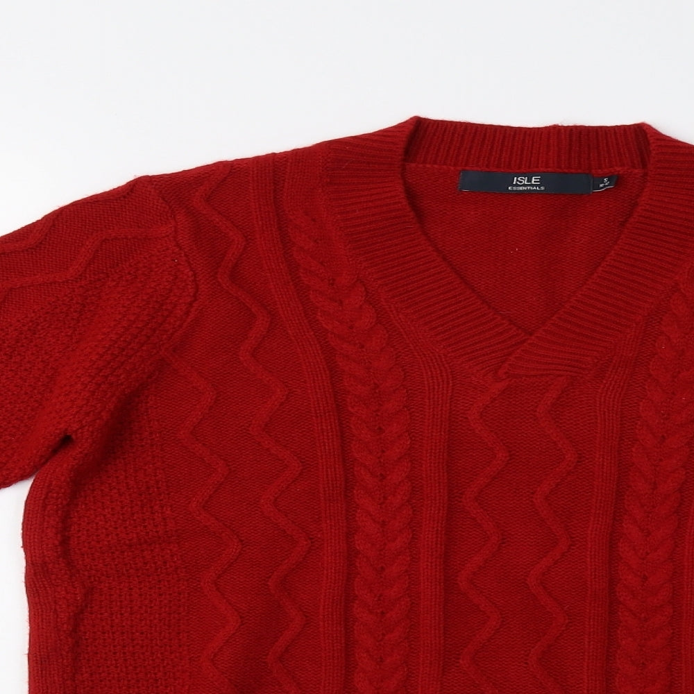 Womens UK Size S Isle Red Pullover Jumper