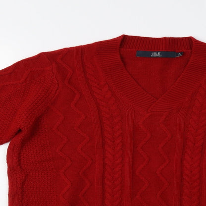 Womens UK Size S Isle Red Pullover Jumper