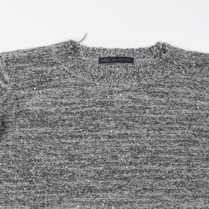 M&S Womens Grey   Pullover Jumper Size 14  - Sequinned
