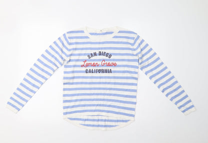 H&M Girls Blue Striped  Pullover Jumper Size 11 Years  - California