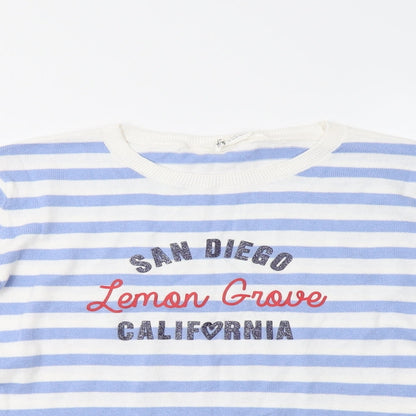H&M Girls Blue Striped  Pullover Jumper Size 11 Years  - California
