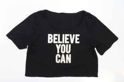 Womens UK Size S Preworn Black Cropped T-Shirt