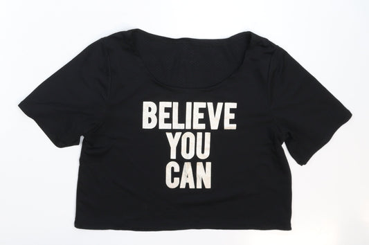Womens UK Size S Preworn Black Cropped T-Shirt