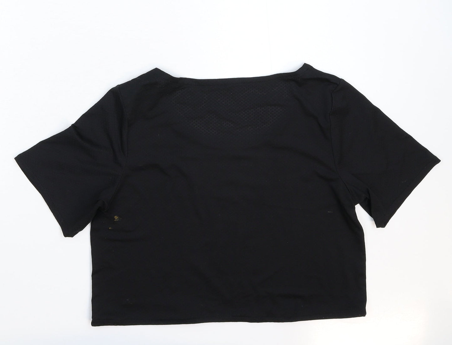 Womens UK Size S Preworn Black Cropped T-Shirt