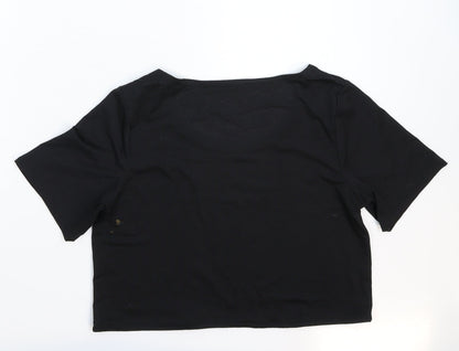 Womens UK Size S Preworn Black Cropped T-Shirt