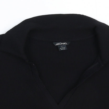 Womens UK Size L Monki Black Cropped Polo