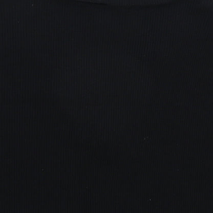 Womens UK Size L Monki Black Cropped Polo
