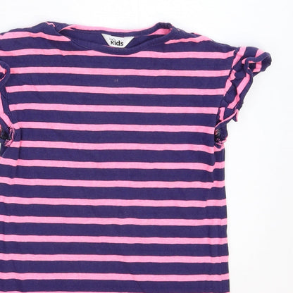 M&Co Girls Multicoloured Striped  T-Shirt Dress  Size 3-4 Years
