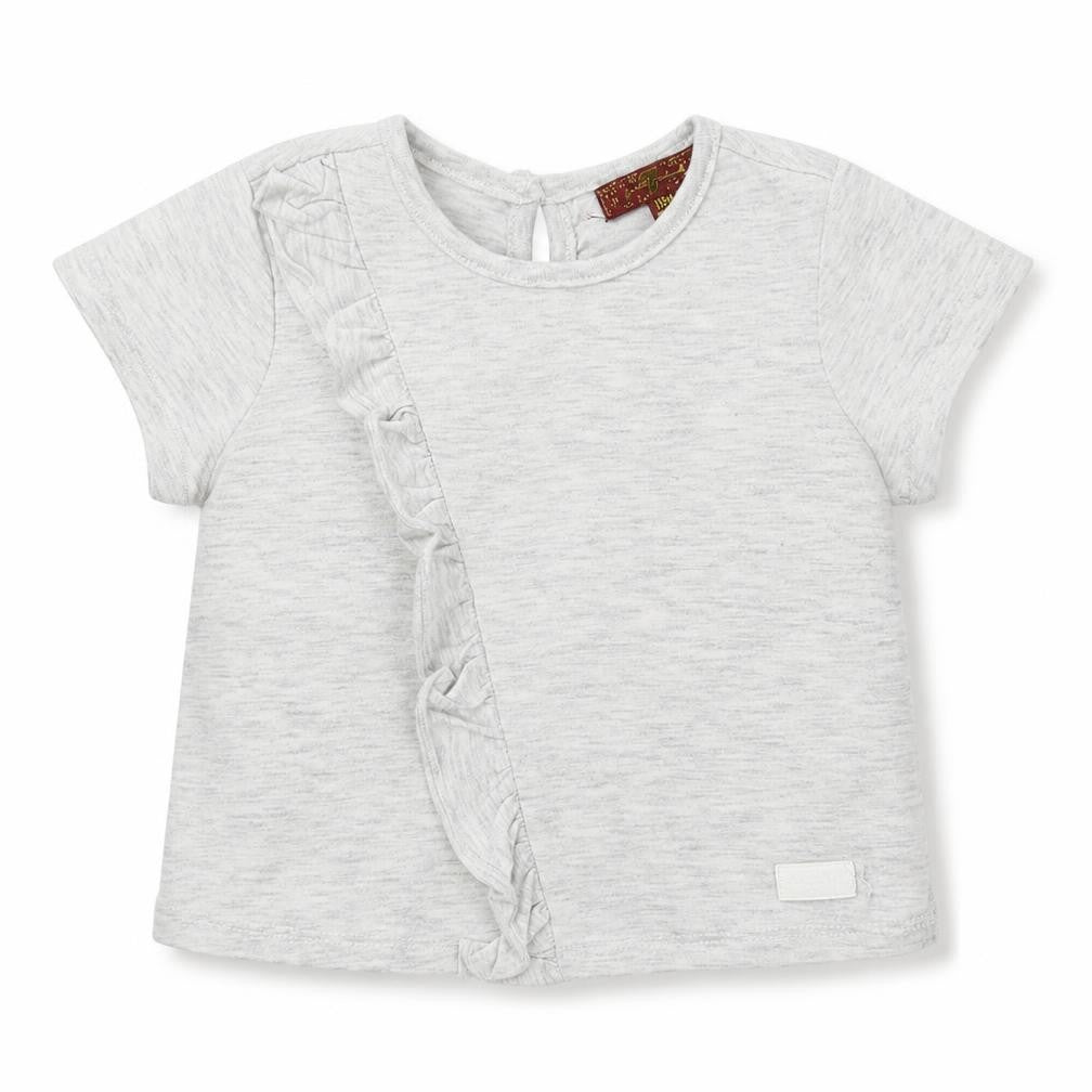 Front view of 7 For All Mankind girls’ grey basic t-shirt, size 18-24, months