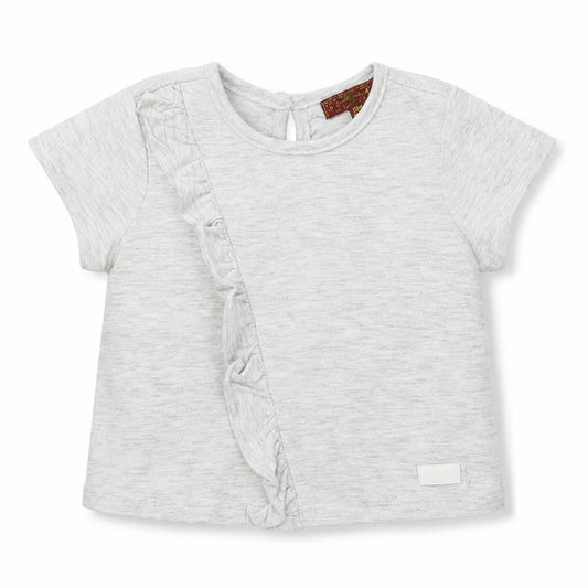 Front view of 7 For All Mankind girls’ grey basic t-shirt, size 18-24, months