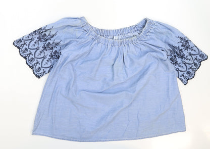Womens UK Size 14 Denim & Co. Blue Basic T-Shirt