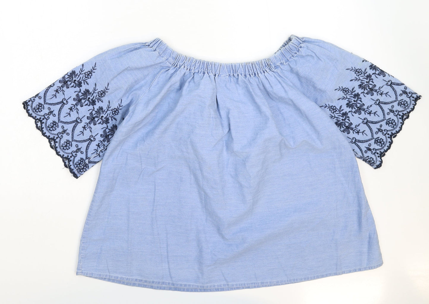 Womens UK Size 14 Denim & Co. Blue Basic T-Shirt