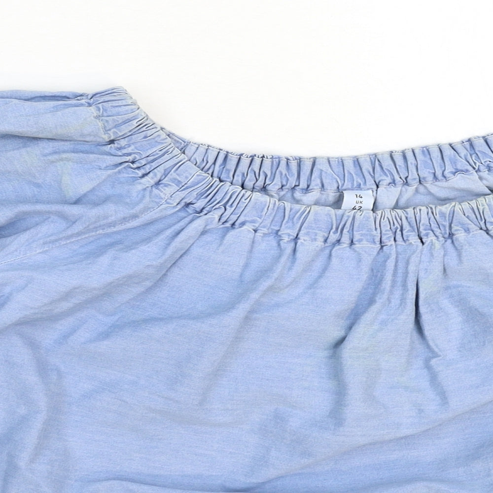 Womens UK Size 14 Denim & Co. Blue Basic T-Shirt