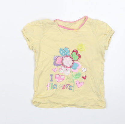 George Girls Yellow   Basic T-Shirt Size 2-3 Years