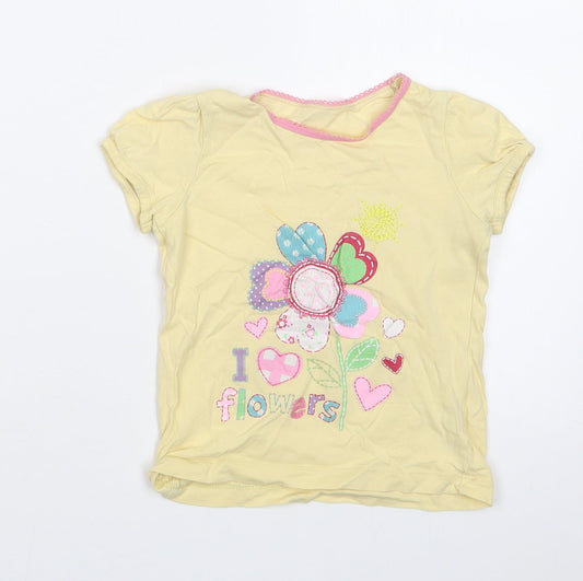 George Girls Yellow   Basic T-Shirt Size 2-3 Years