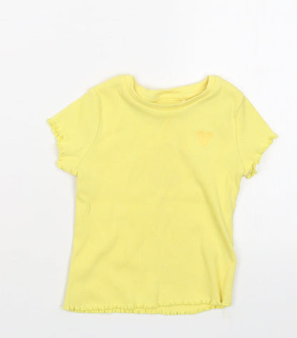 George Girls Yellow   Basic T-Shirt Size 18-24 Months