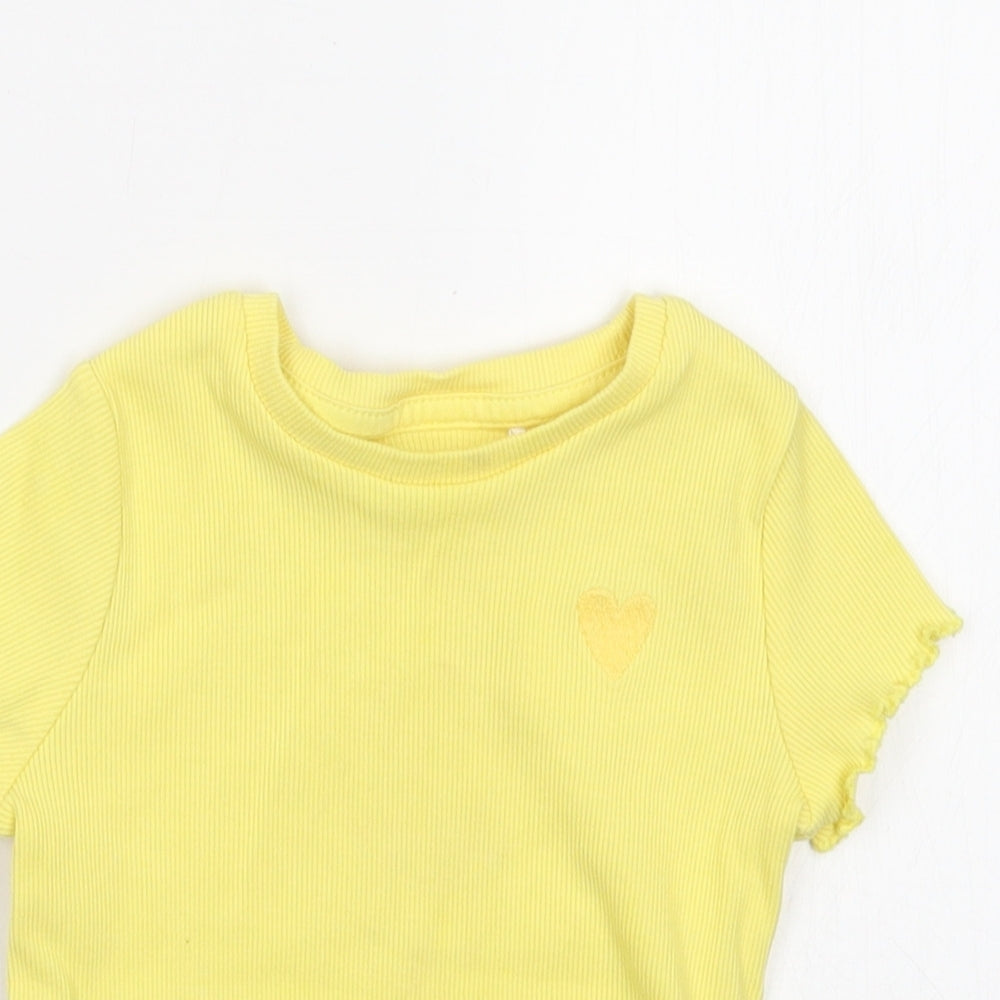 George Girls Yellow   Basic T-Shirt Size 18-24 Months