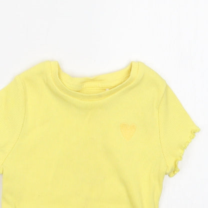 George Girls Yellow   Basic T-Shirt Size 18-24 Months