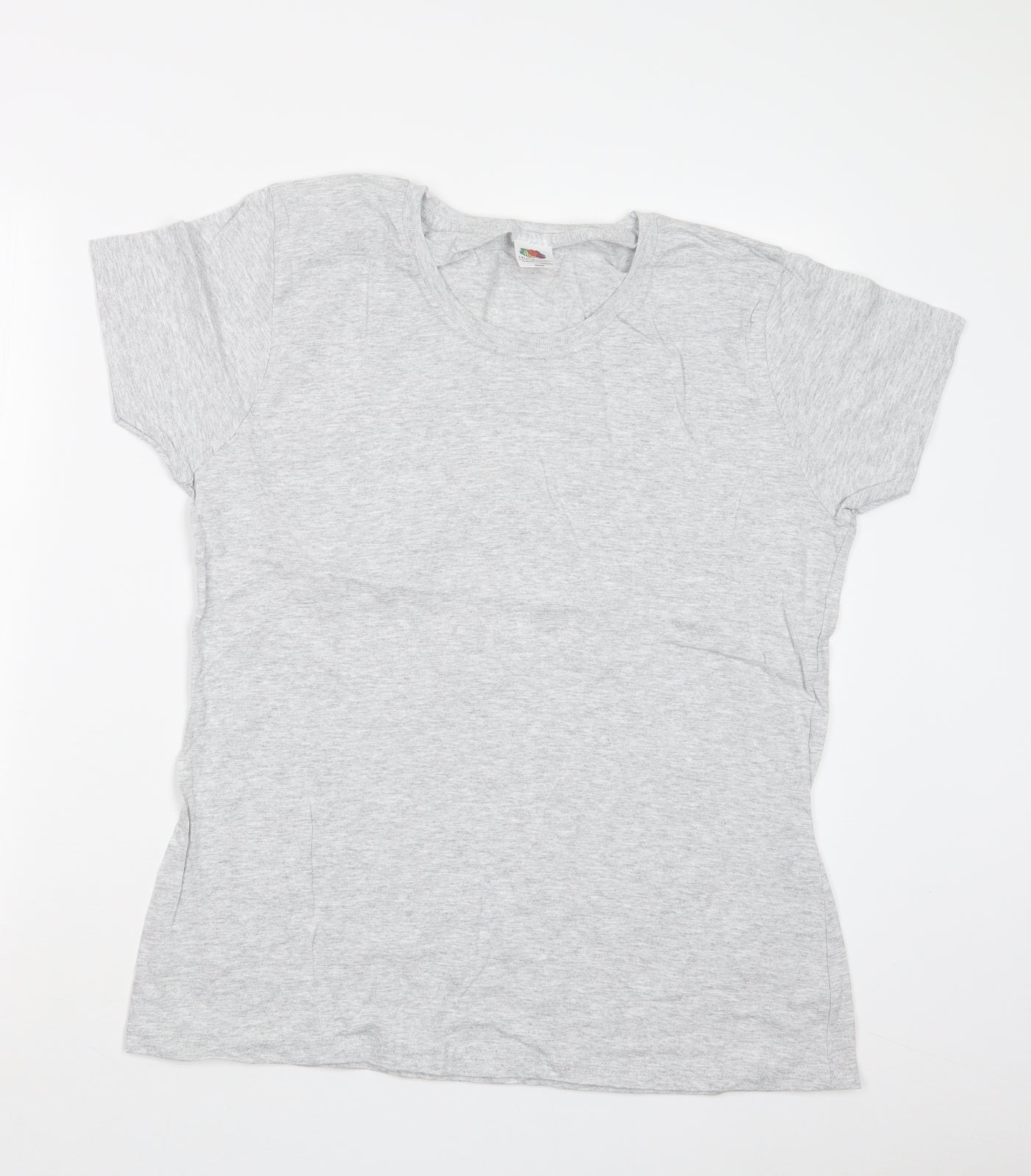 Womens UK Size 2XL Fruit of the Loom Grey Basic T-Shirt