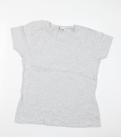 Womens UK Size 2XL Fruit of the Loom Grey Basic T-Shirt