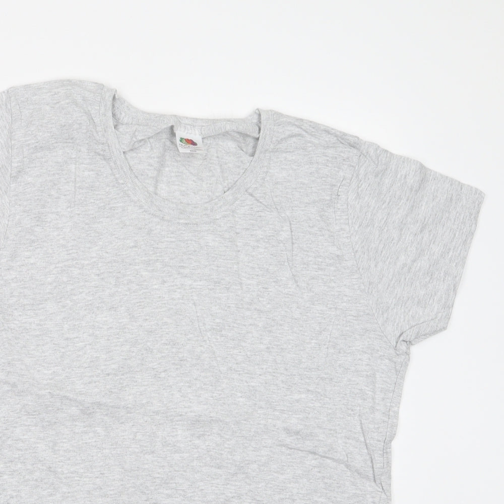 Womens UK Size 2XL Fruit of the Loom Grey Basic T-Shirt