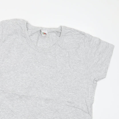Womens UK Size 2XL Fruit of the Loom Grey Basic T-Shirt